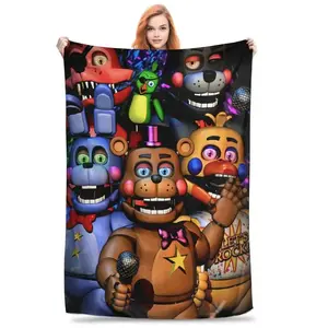 Five Horror Nights video game Freddy's ultra-soft miniature wool plush blanket bedding for all seasons - warm Sherpa cotton quilt plush blanket