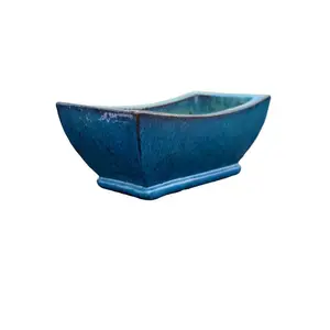 8872N19FS - Marble Green Ceramic Rectangular Planter - Short - FREE SHIPPING