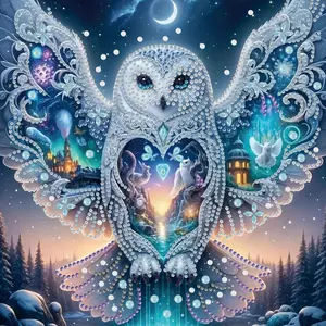 Owl Pattern DIY Diamond Arts Colorful Painting Kit without Frame, 5D Diamond Decor Painting by Numbers Kit, DIY Wall Art Decor