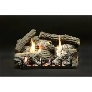 212 MAIN 24 in. Super Stacked Wildwood Vent-Free Refractory Log Set - 7-Piece Curve Complete Kit, Lifelike Home Festive Decoration