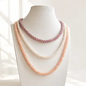 Set24-Atelier Cluster | Keshi Freshwater Pearl Necklace & Bracelet Set Micro Pearls, Sculptural Rope Design, Adjustable Fit, Gift Ready. keshi pearl necklace, cluster pearl necklace, rope pearl necklace, micro pearl necklace 18 inches long Natural Pearl