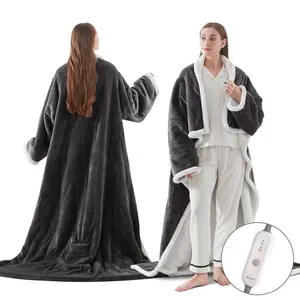 The Valentine's Day Gift Warmrest Wearable Heated Blanket with Foot Pocket, Electric Wearable Throw Blanket with Sleeves, Portable Heated Blanket with Heat Settings, 1-10 Hours Auto Shut-off, Gift for Family, Friends