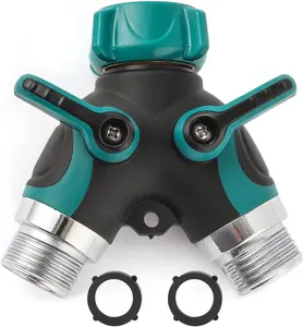 Hose Splitter 2 Way Heavy Duty Y Valve, Spigot Splitter for Garden Hose, Water Hose Y Splitter with 2 Extra Rubber Washers