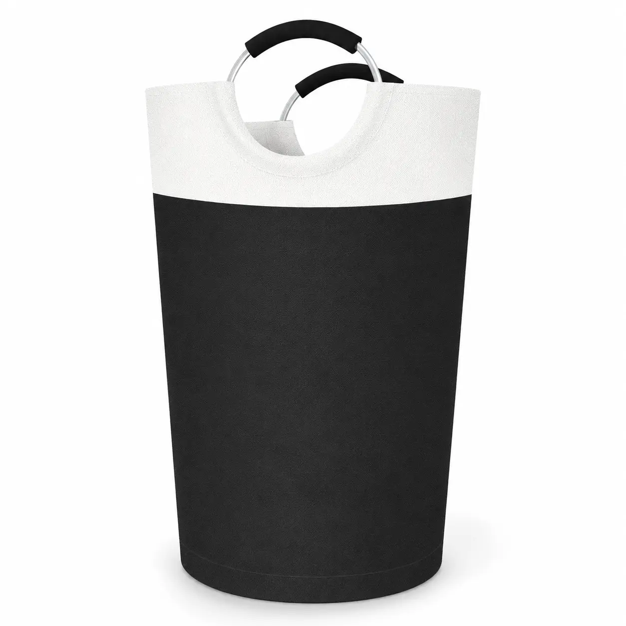 90L Large Oxford Fabric Laundry Basket Bag - Collapsible, Folds Flat, Handle Carry Tall Laundry Hamper, Black