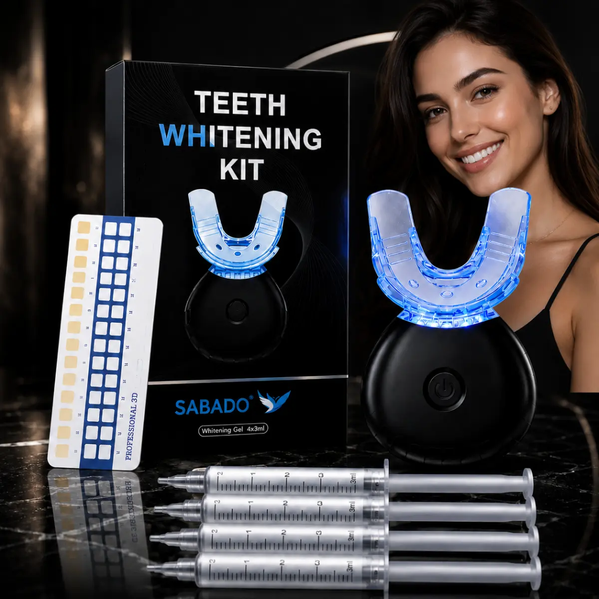 LED Teeth Whitening Kit with 35% Carbamide Peroxide Gel, Professional Style Whitening System, 20+ Uses Oral Care Beauty Routine for White Smile Oral Whitening Dental