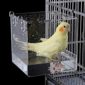 Bird bath, pet cleaning supplies, parakeet bath with hook, suitable for small parrots, spacious budgie bath, portable shower suitable for most bird cages