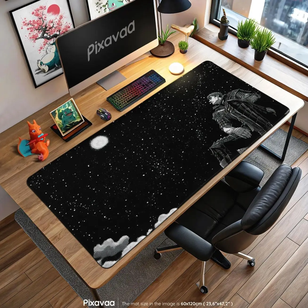 Guts Starry Sky Mouse Pad - Berserk Anime Night Scene Desk Mat, Guts Artwork Gaming Pad, Dark Fantasy Gift