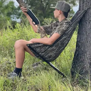 Low Down Hunting Seat with Adjustable Height, Portable Folding Tree Stand & 180° Pivot Lightweight Hammock Chair for Deer Hunting, Turkey Duck Blind, Camping Stool,Outdoors Low Down Hunting Seat