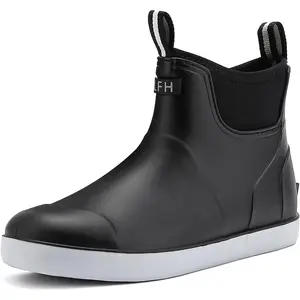 Men's Deck Boots, Waterproof Ankle Rain Boots Men Anti-Slip Traction, Outdoor Rubber Fishing Garden Boots High-Performance Shoes for Farming