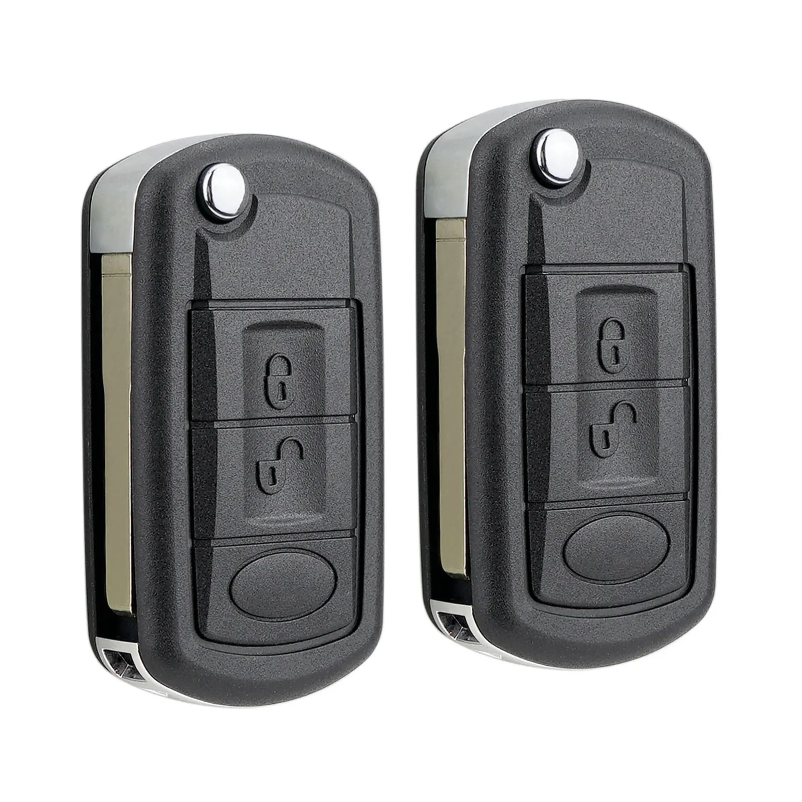 DIY 2-Piece 3-Button Flip Remote Car Key Fob Case Shell, Replacement Car Key Cover for 2005-2011 Land Rover LR3, Range Rover Sport