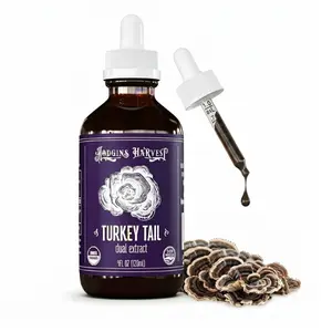 Hodgins Harvest Organic Turkey Tail Mushroom Tincture- Extra Concentrated Dual Extract Antioxidant-Rich Mushroom Drops Supplement for Overall Wellness
