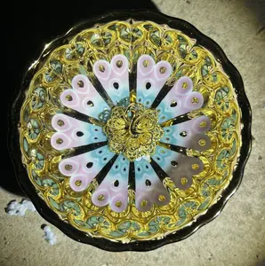 Luminous Peacock & Golden Floral Porcelain Teacup - Glow-in-the-Dark Artisan Ceramic Tea Cup