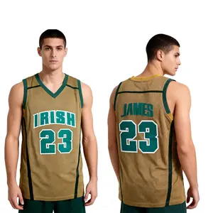 2026 Men's & Women's Basketball Jersey IRISH23# JAMES Embroidered Sewing Outdoor Sports Hip Hop Culture Indoor Outdoor Court Mesh Moisture-Wicking Running Sports Yellow White Green