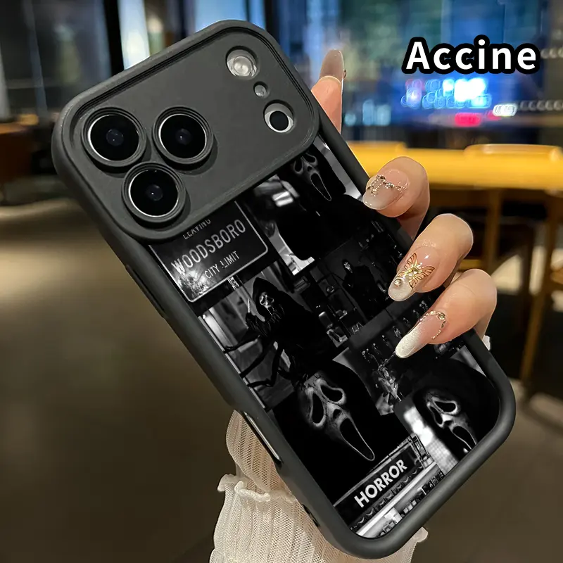 Ghostface's Realm Silicone Casing for iPhone 17 Pro Max, 16 Plus, 15, 14, 13, 12, 11, Air E - Military-Grade Shockproof, Non-Slip Smartphone, Cellphone, Handheld Devices Cover, Accessories