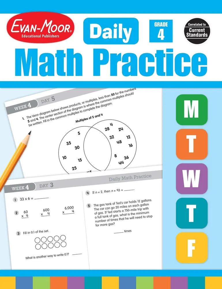 USED Book - Daily Math Practice, Grade 4 Te by Evan-Moor Educational Publishers (Paperback) - english