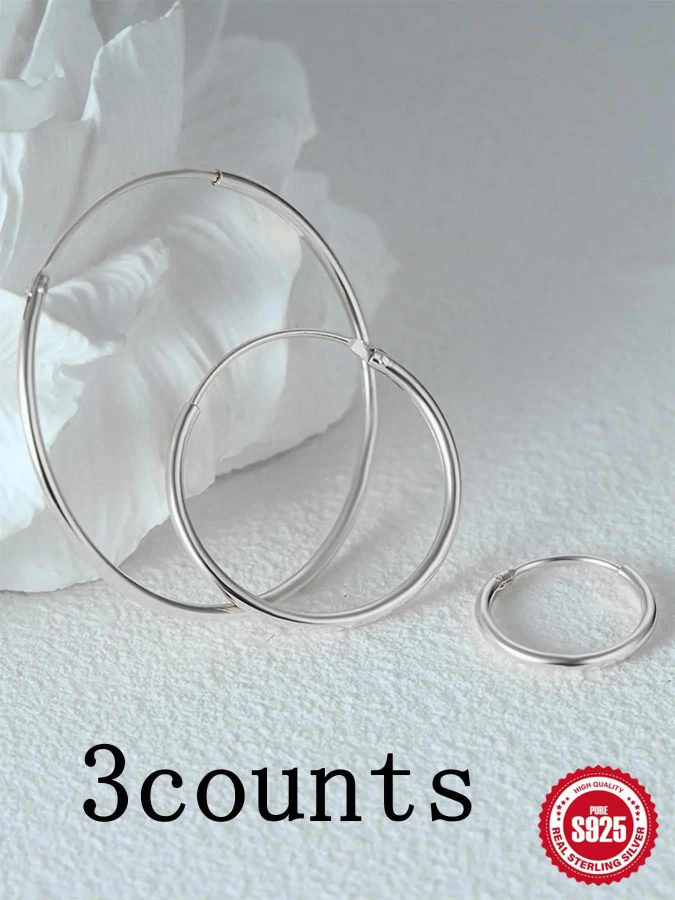 925 Sterling Silver Simple Vintage Style Hoop Earrings Set, Fashion Jewelry for Party, Daily Clothing Decor, Trendy & Exquisite Jewelry for Gift