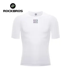 ROCKBROS Men Cycling Base Layer Breathable Lightweight Men Short Sleeves Sweatshirt Quick Drying Sport Fitness Mesh Base Layer Top