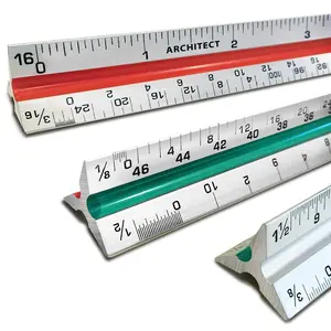 1 Triangular Architect Scale Ruler (Professional Grade Solid ) Color Coded 12 Inch Architectural Scale (Imperial Measurements) - Ideal for Architects, Engineers, Draftsman and Students