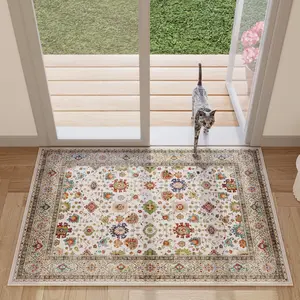 Vintage Geometric Pattern Kitchen Mat, 1 Count Non-slip Washable Floor Mat, Decorative Carpet for Home Kitchen Living Room Bedroom