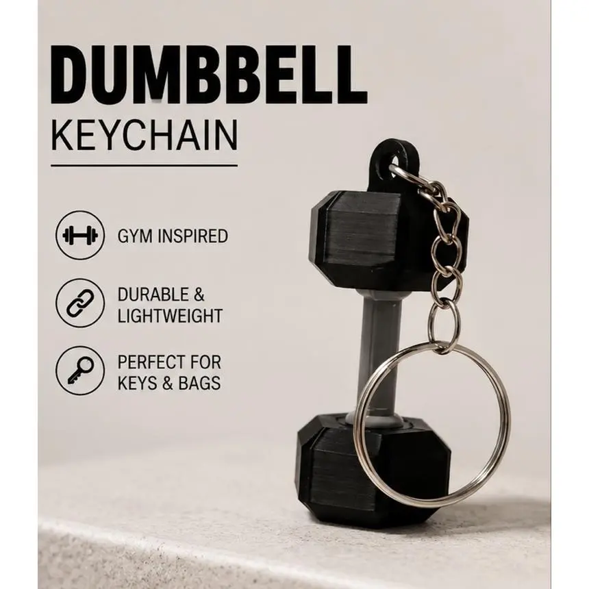 2 pack Black and Grey Dumbbell Keychain, Compact Practical Stylish Unisex Fashion Accessory with Durable Steel Ring for Keys, Wallets
