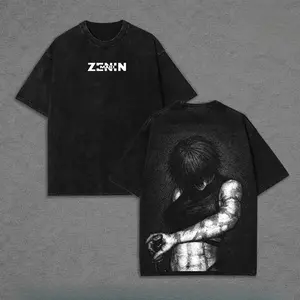 Jujutsu Kaisen Maki Anime Double Printed Vintage Washed Tee Unisex Oversize Anime Manga Washed Heavyweight Cotton T-shirt 67
