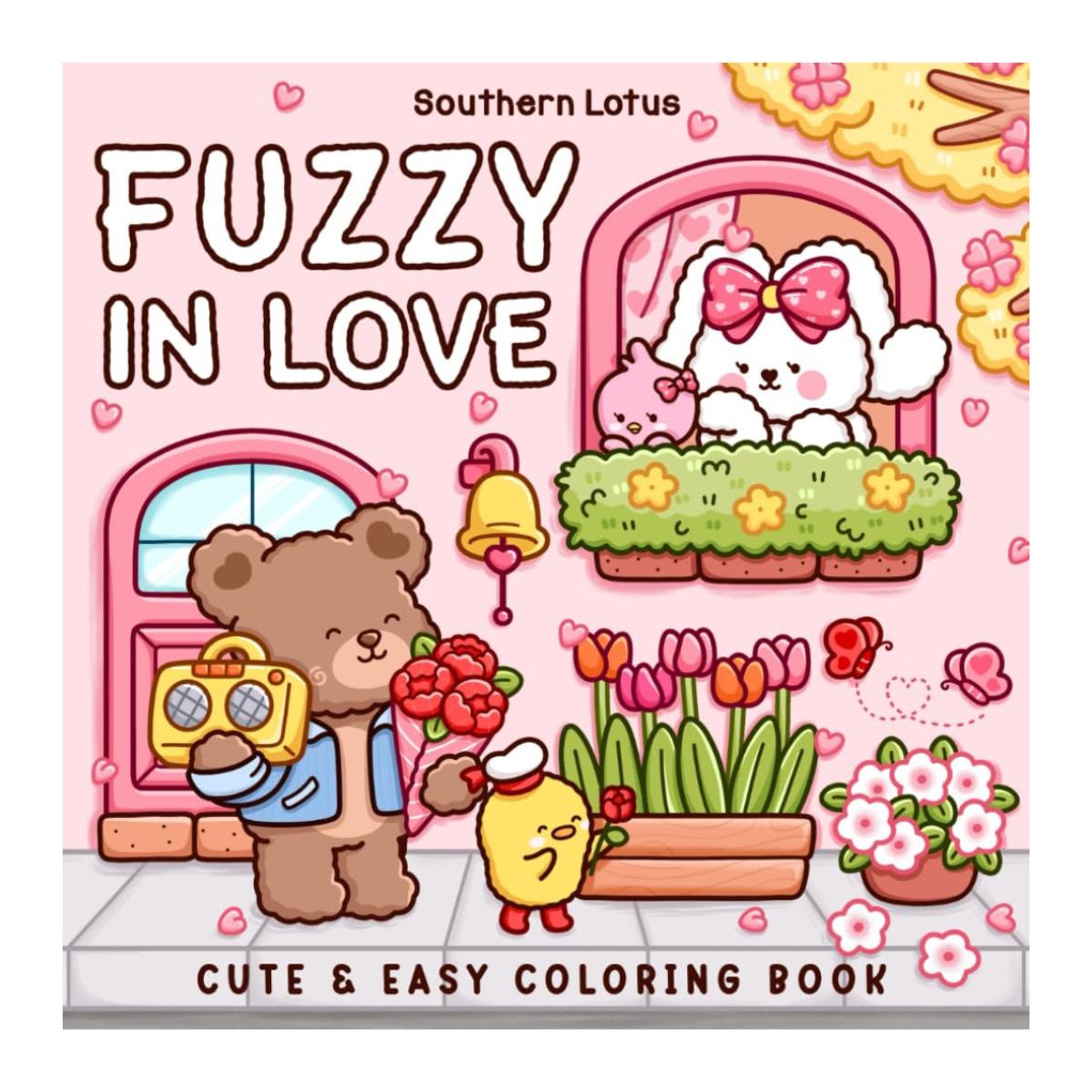 Fuzzy In Love Coloring Book Cute Animals Cozy Relaxation Art - Paperback