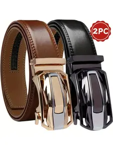 Men's Automatic Buckle Belt Set, Leather Belts, and Adjustable Belts, Buckles, Elegant Belt Buckle, Business Casual, Motorcycle Style, Perfect Gift