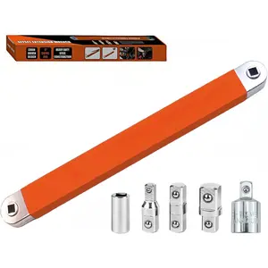 Offset Extension Wrench, Zero  Ratchet Extension Set Includes 1/2", 1/4" & 3/8" Drive Adapters, Ideal Universal Ratchet Extensions for Tight Spaces (Orange)