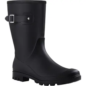 Women's Mid Calf Rain Boots Waterproof Garden Shoes Bedroom Black