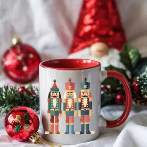 Festive Nutcracker Soldier Ceramic Mug - Red Nutcracker Soldier Design & Tea Cup, for Hot Drinks, Elegant Novelty Gift for Christmas, Birthdays, or Daily Use, Compatible with Nutcracker Collectors (Care: Hand Wash Only)