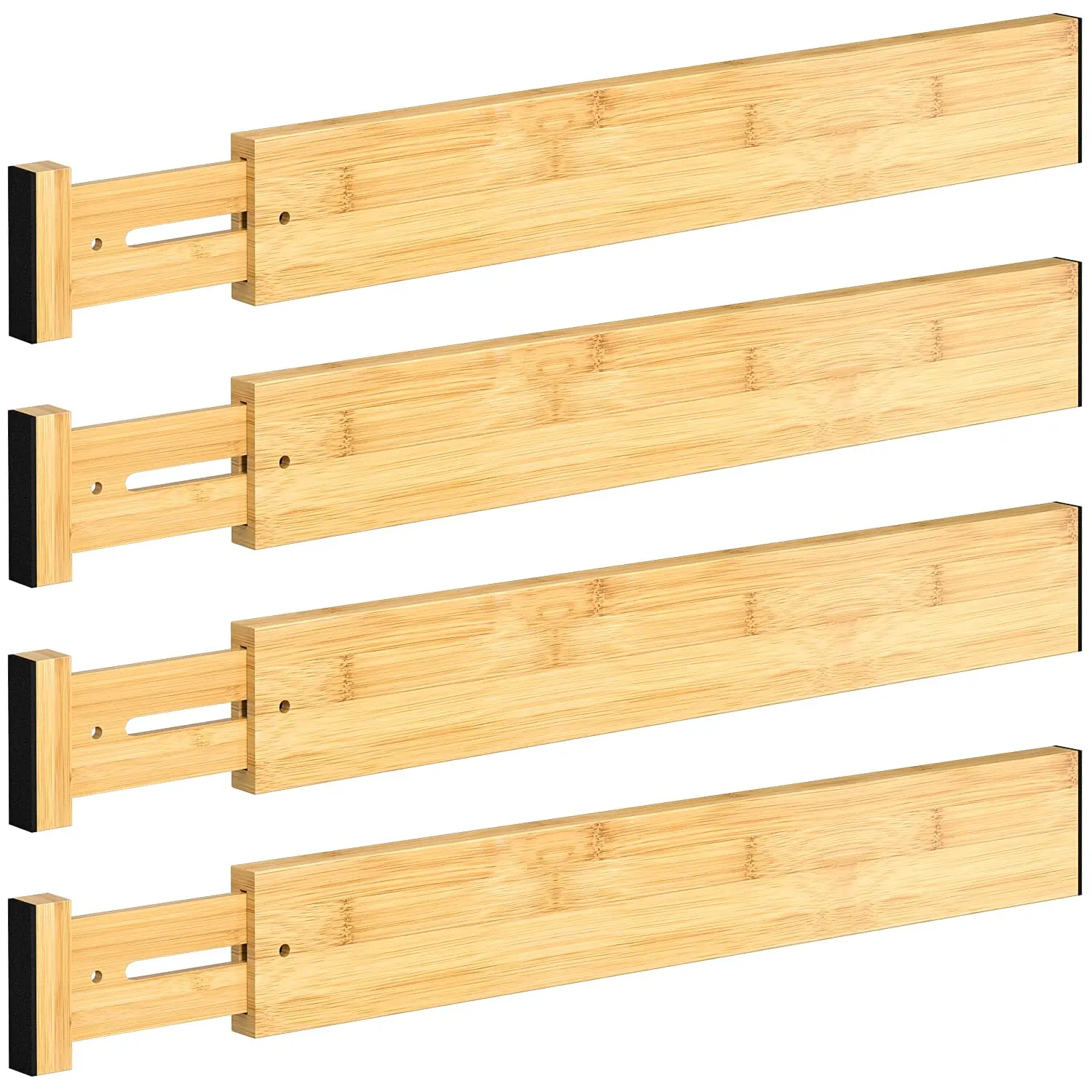 4 PCS Durable Bamboo Drawer Dividers, 17"-22" Adjustable Expandable Organizers for Kitchen, Clothes, Home Organizing