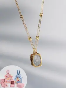 Vintage Rose Locket Necklace | 18K Gold Plated Stainless Steel | French Retro Engraved Square Pendant | Luxury Minimalist Gift for Her