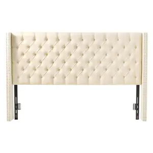 【Summervibes】VEVOR Headboard, King Size Headboard with Adjustable Height, Comfortable Diamond Tufted for King Size Bed, W84.1 x H (54.33-60.24) x D 8.27 in, Ideal for Bedroom, Hotel, Homestay, Dormitory, Cream