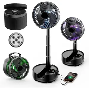 20000mAh Portable  Foldable   Rechargeable with 8-Speed & 112H, 90? Osciliating Floor Standing  Remote, Desk  with 8H Timer & LED Light for  Kitchen Travel Camping