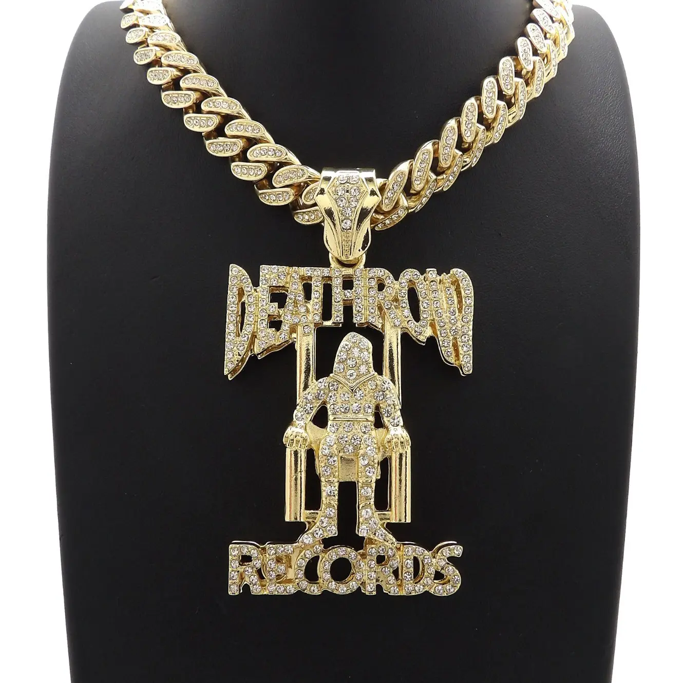 MaxBling81 Unisex 13mm Iced Out Cuban Link Chain Necklace with Large 3.5" Hip Hop Pendant, Gold Metal Coating, Long 18-24 Inch, 18In, 20In, 3.5" X 1.75", Alloy Metal, Chain & Link, Daily, Rapper-Style, Hip Hop Jewelry, Iced Cz Stone