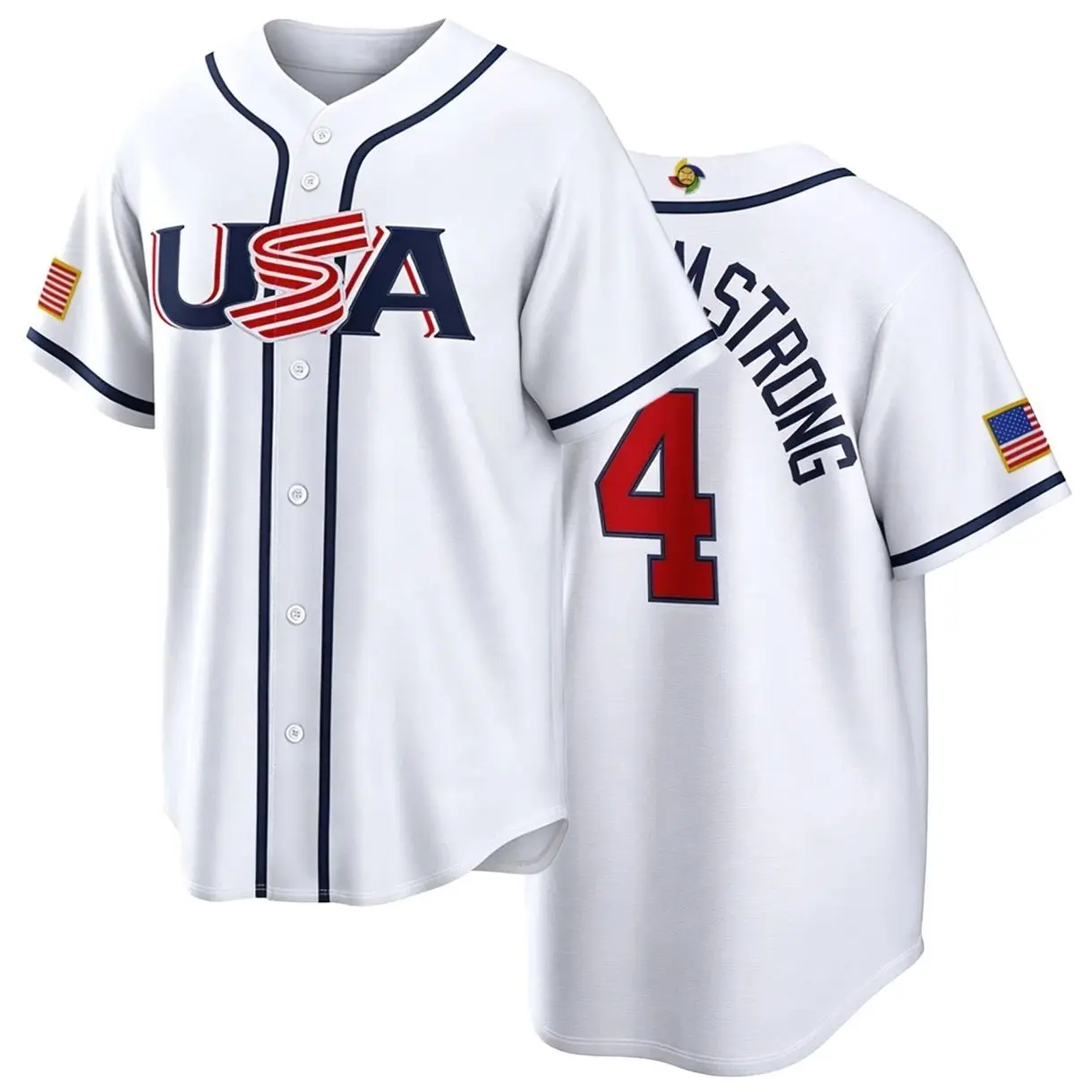 Men’s USA #4 Crow-Armstrong White Baseball Jersey, Button-Down Front, Team USA World Baseball Classic Uniform, Unisex 1MH