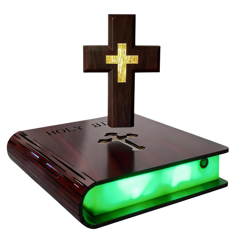 Magnetic Levitation Cross Lamp Colored Bible Lamp Christian Night Light Perfect Easter Gift and Home Desktop Decoration Illuminated Levitation Bible Cross Lamp Easter Gift