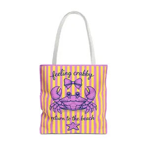 Feeling Crabby Tote Bag | Return to the Beach, Striped Summer
