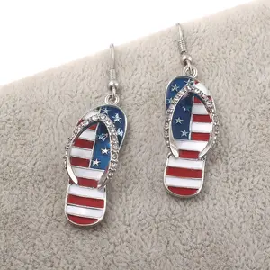 American Flag Retro Sandal Drop Earrings for Women