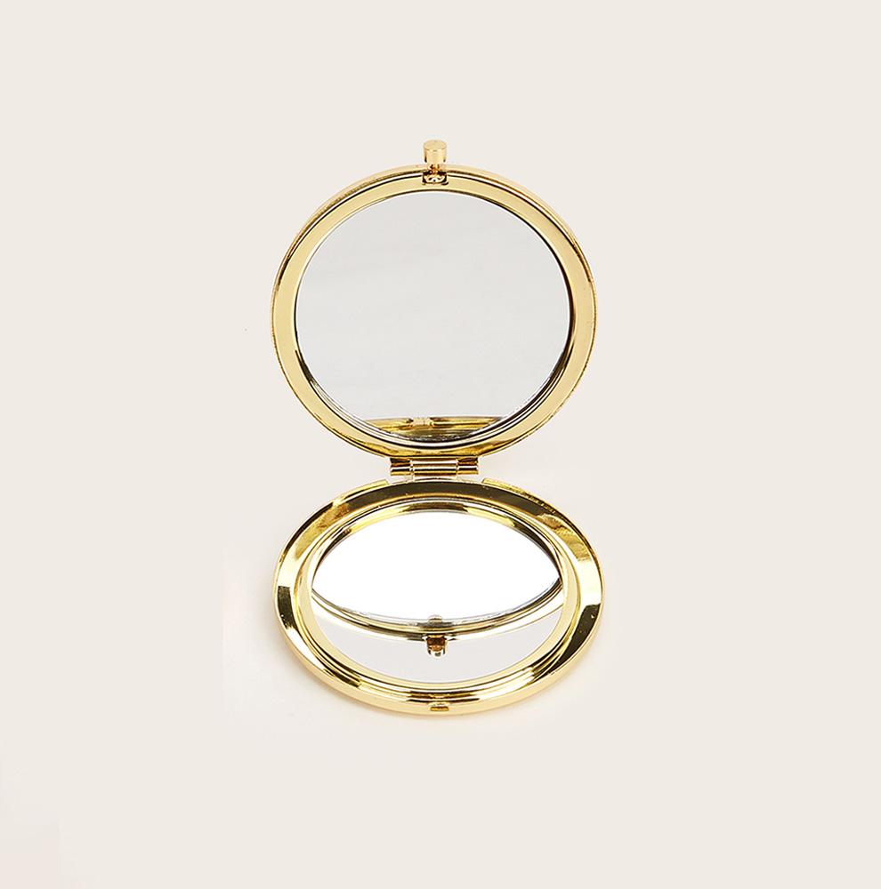 Round Double Side Metal Pocket Mirror Travel Friendly
