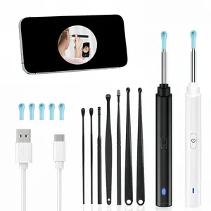 [One device for all family use] Smart visual otoscope cleaner | 5 replaceable silicone soft tips | Home earwax removal kit | A thoughtful gift for parents