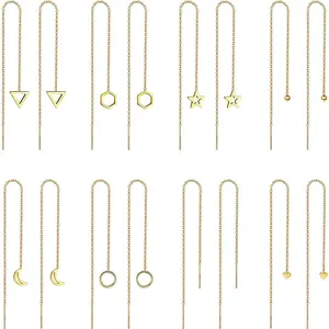 MILACOLATO 8Pairs Stainless Steel Threader Earrings Lightweight Drop Dangle Chain Earrings for Women Minimalist Chain Tassel Earrings Set Daily