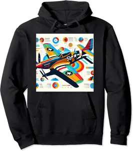 P51 Mustang WW2 Warplane Airplane Infographics Pullover Hoodie - Tomasleza Shop 61B0CPYVVQTC