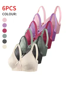 Elegant Lace Bra for Women 6pcs Large Breast Supportive No Underwire Seamless Design High Quality Lace Smooth Underwear