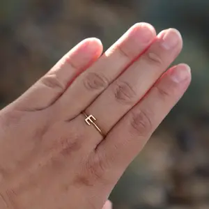 Gifted Goods Crystal Initial Rings - Gold