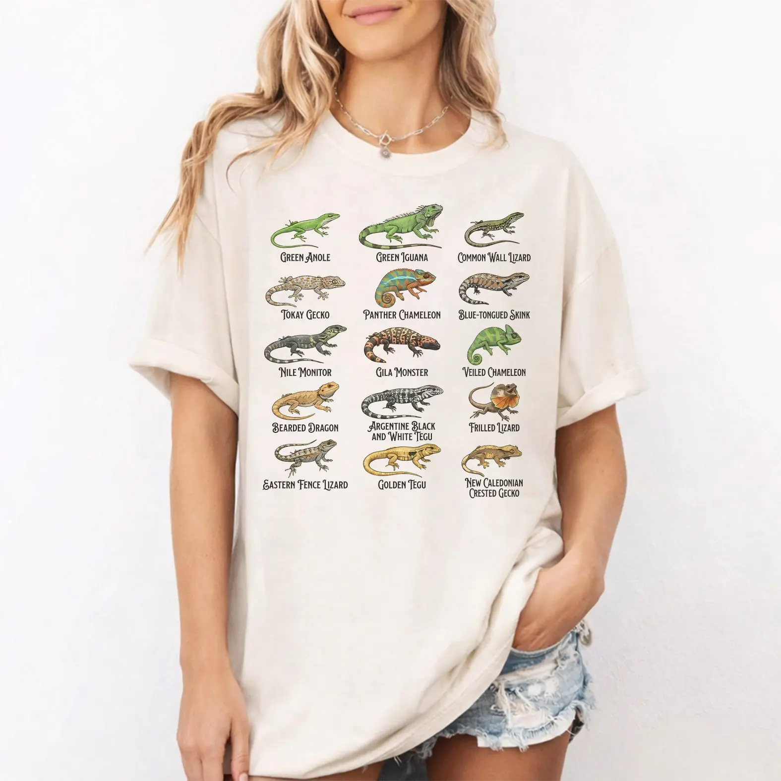 Comfort Colors Lizard Species Guide Shirt, Colorful Reptile Field Guide Graphic Tee, Lizard Lover Gift