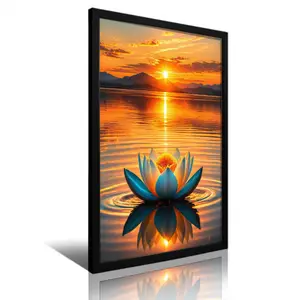Lotus & Sunset Pattern Painting, 1 Count Waterproof Canvas Wall Art, Flower Pattern Wall Decor, Wall Art Decoration for Home Living Room Office