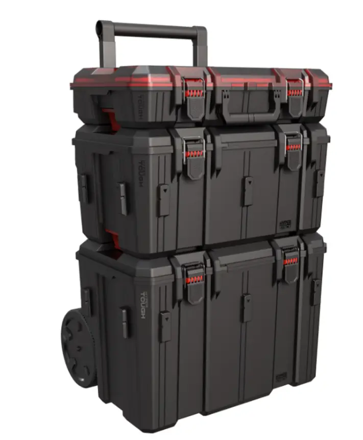 Hyper Tough Hyper Stack Heavy Duty 3 Piece Modular Rolling Toolbox System, Black Hyper Tough Hyper Stack Heavy Duty 3 Piece Modular Rolling Toolbox System, Black