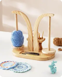 Yarn Holder , Yarn Ball Holder Wooden, Yarn Spindle with Double Spindles, Spinning Yarn Holder for Crochet Lovers ()