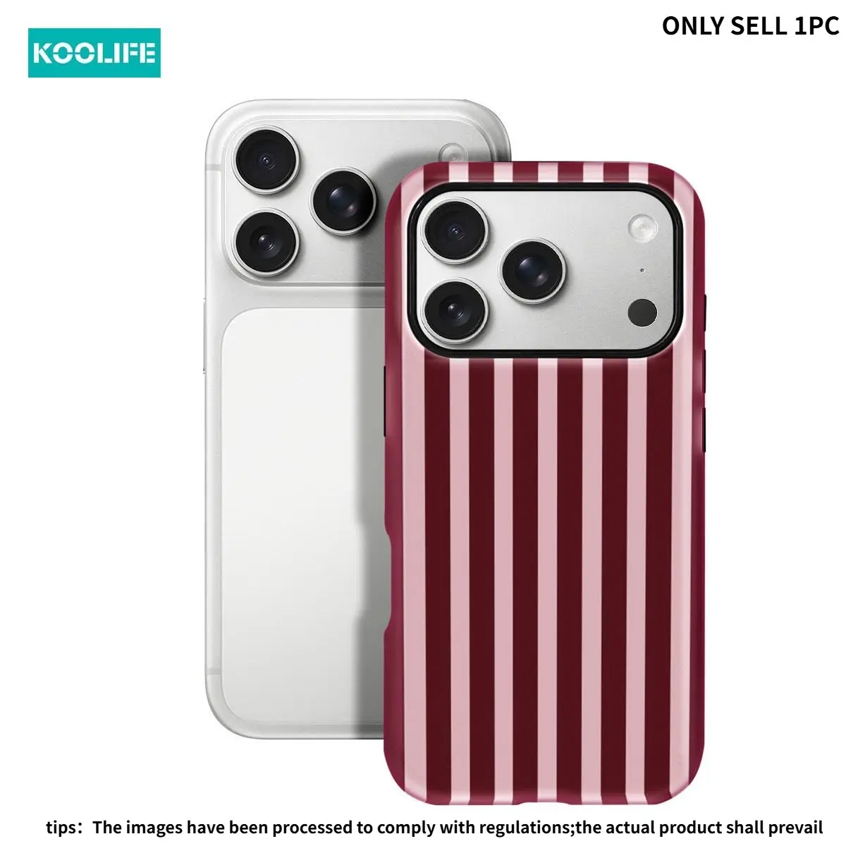 Koolife Burgundy Light Pink Striped Case, Glossy Dual-Layer Hard Shockproof Cover for iPhone 17/17Pro/17ProMax/17Air/16/15/14/13/12/11/7/8/7Plus/8Plus/XR/X/XS/XS Max, Retro Sweetheart Ins Style Protecto